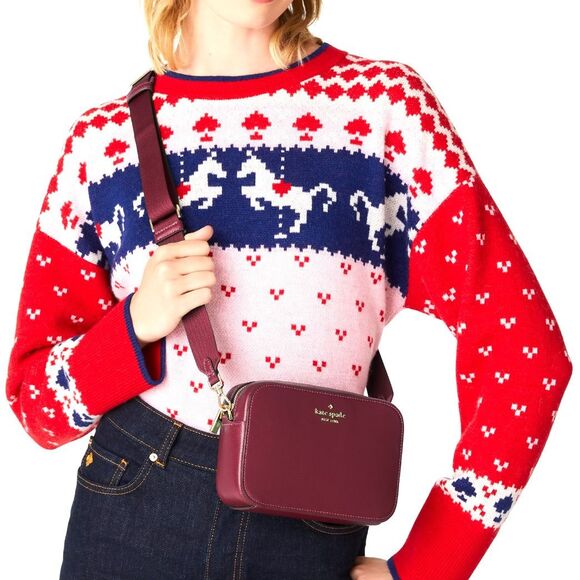 New Kate Spade Madison Mini Camera Bag Saffiano Leather Blackberry - Picture 2 of 5